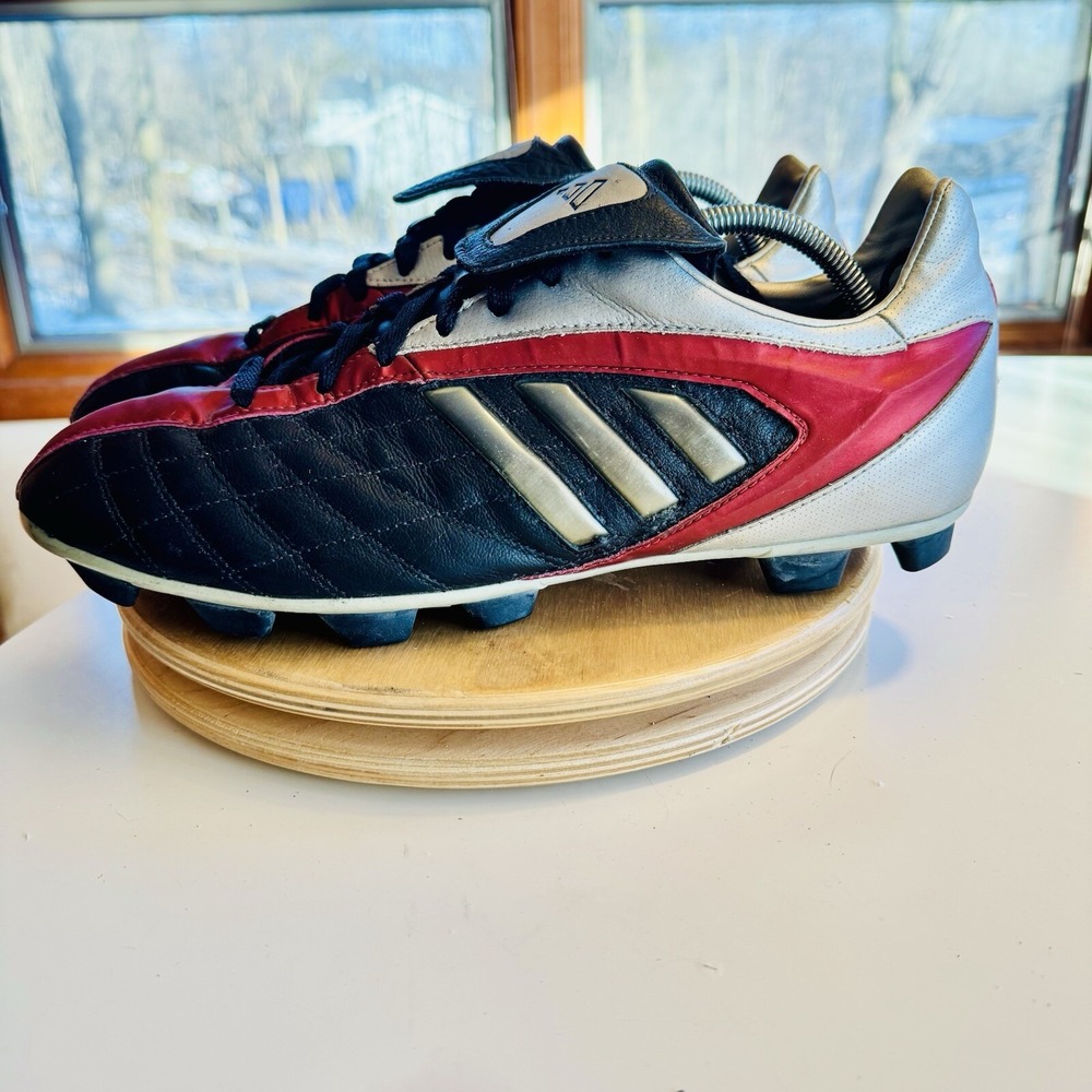 Vintage Adidas DX-2 TRX FG‎ Men's Size 11 Football Cleats Boots Black Red Silver